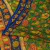 Sanskriti Vintage Sarees Green Pure Silk Floral Printed 6+yd Craft Fabric Sari