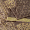 Sanskriti Vintage Sarees Brown Pure Silk Floral Printed 5+yd Fabric Remnant Sari