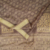 Sanskriti Vintage Sarees Brown Pure Silk Floral Printed 5+yd Fabric Remnant Sari