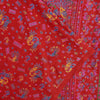 Sanskriti Vintage Sarees Red 100%Pure Silk Peacock Print 6+yd Sari Sewing Fabric