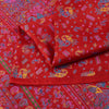 Sanskriti Vintage Sarees Red 100%Pure Silk Peacock Print 6+yd Sari Sewing Fabric