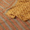 Sanskriti Vintage Sarees Saffron Pure Silk Block Printed Floral 5+YD Sewing Sari