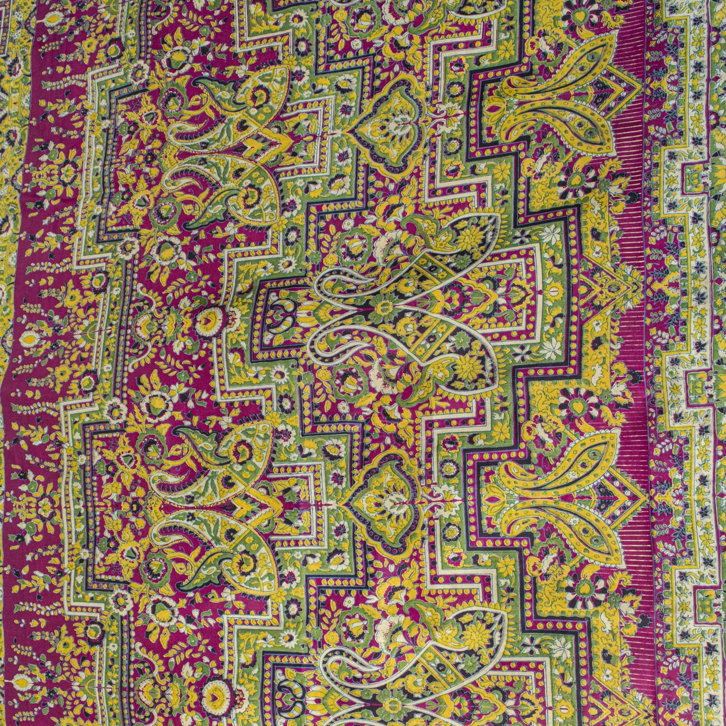 Sanskriti Vintage Saree Green 100%Pure Silk Print Zari Border Sari 5.5+Yd Fabric
