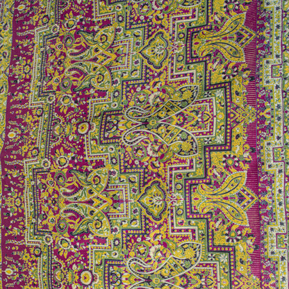 Sanskriti Vintage Saree Green 100%Pure Silk Print Zari Border Sari 5.5+Yd Fabric