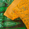 Sanskriti Vintage Sarees Yellow & Green Women Animal Pure Silk Print 5+YD Sari
