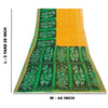 Sanskriti Vintage Sarees Yellow & Green Women Animal Pure Silk Print 5+YD Sari