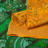 Sanskriti Vintage Sarees Yellow & Green Women Animal Pure Silk Print 5+YD Sari