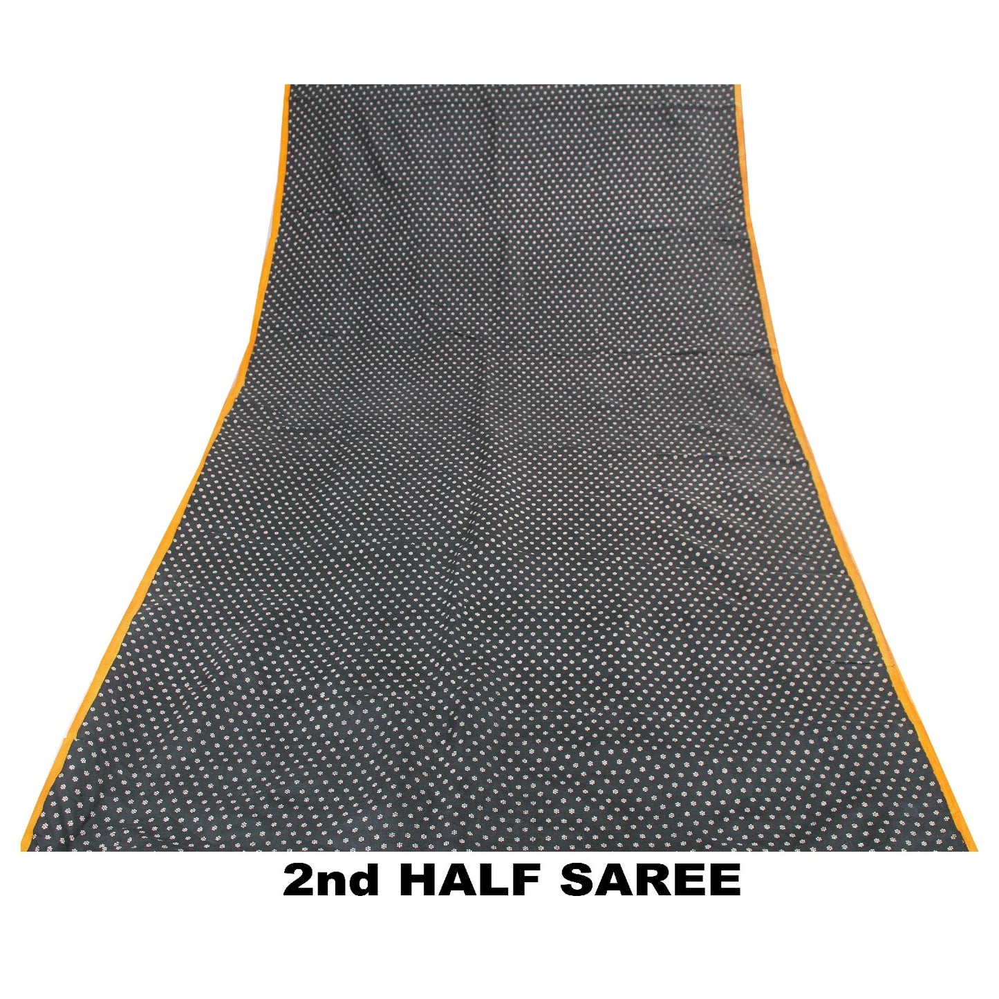 Sanskriti Vintage Sarees Black Pure Silk Circle Print 5+YD Sustainable CraftSari