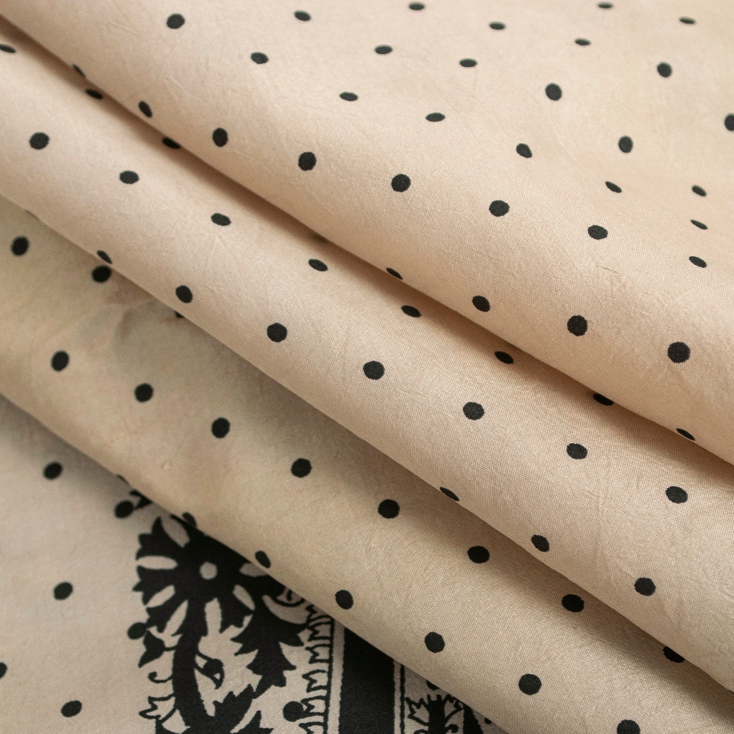 Sanskriti Vintage Sarees Black Pure Silk Circle Print 5+YD Sustainable CraftSari