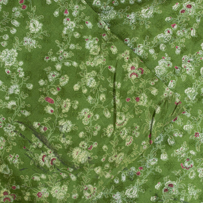 Sanskriti Vintage Sarees Green Pure Silk Floral Printed 5+YD Sari
