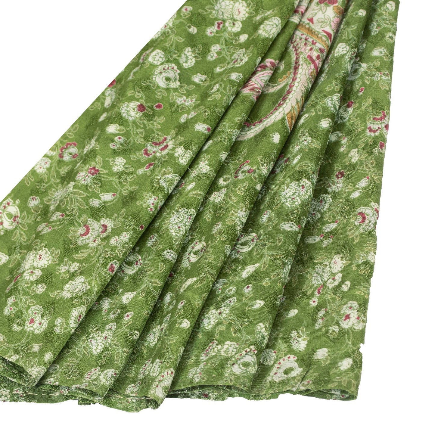 Sanskriti Vintage Sarees Green Pure Silk Floral Printed 5+YD Sari