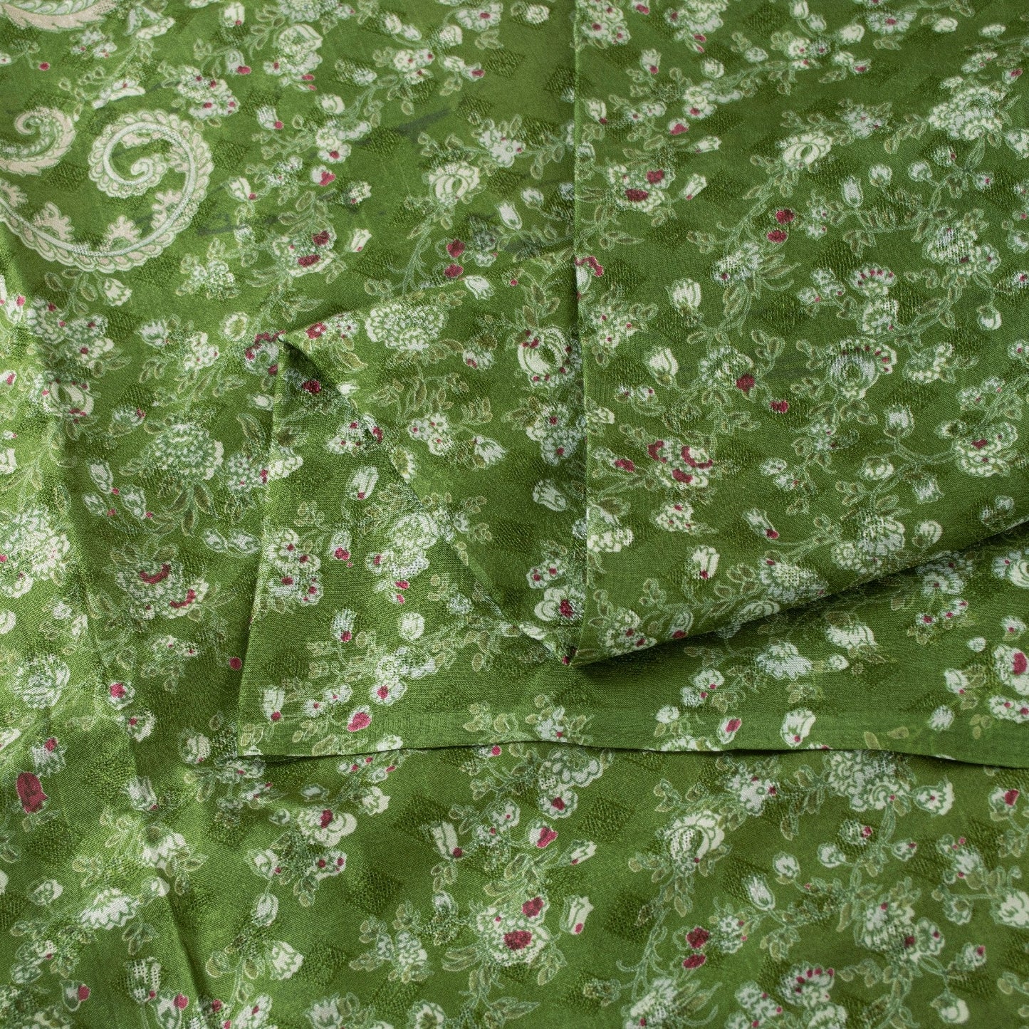 Sanskriti Vintage Sarees Green Pure Silk Floral Printed 5+YD Sari