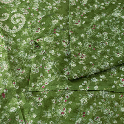 Sanskriti Vintage Sarees Green Pure Silk Floral Printed 5+YD Sari