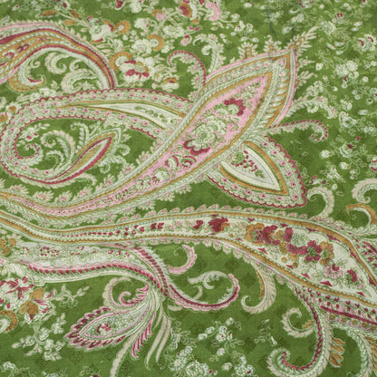 Sanskriti Vintage Sarees Green Pure Silk Floral Printed 5+YD Sari