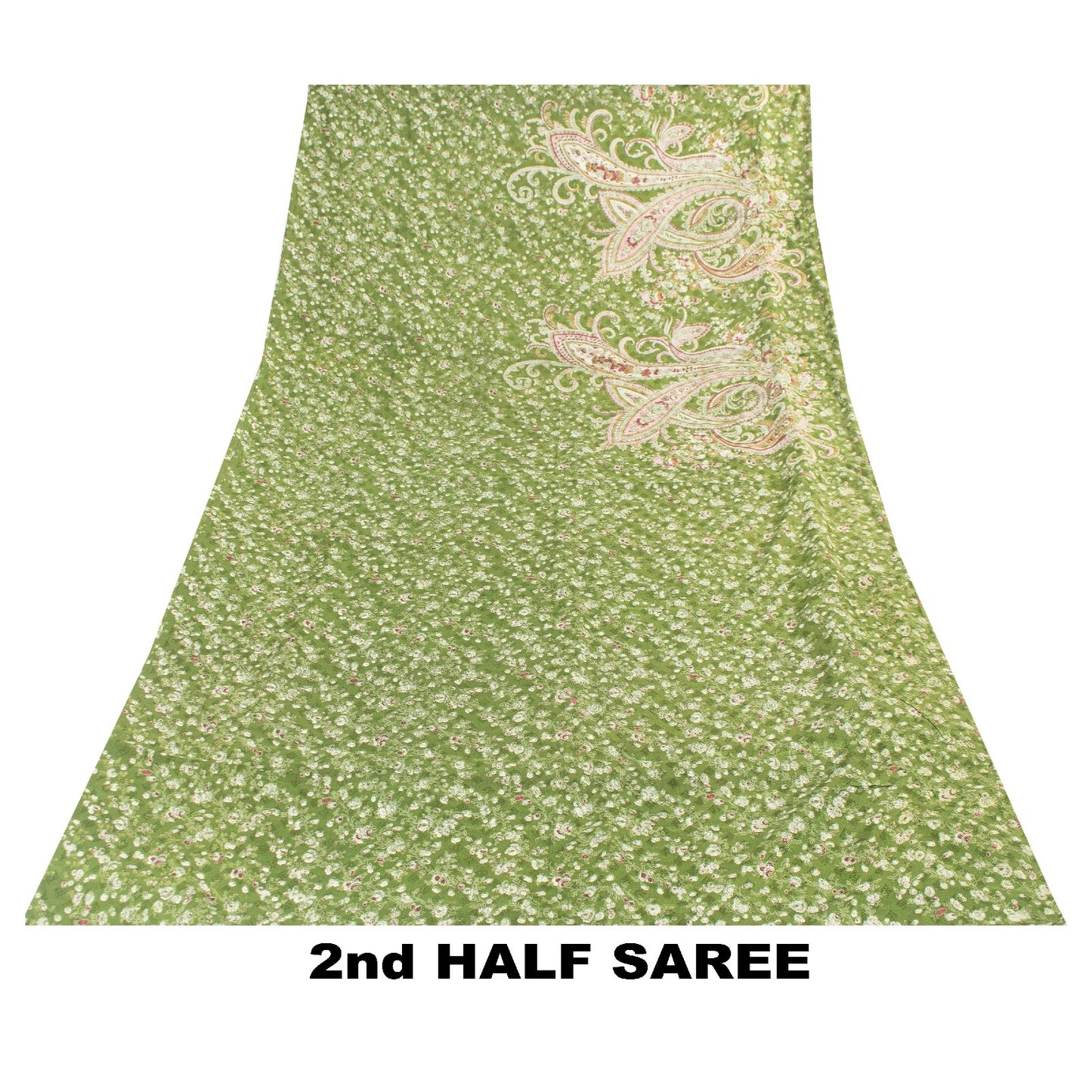 Sanskriti Vintage Sarees Green Pure Silk Floral Printed 5+YD Sari