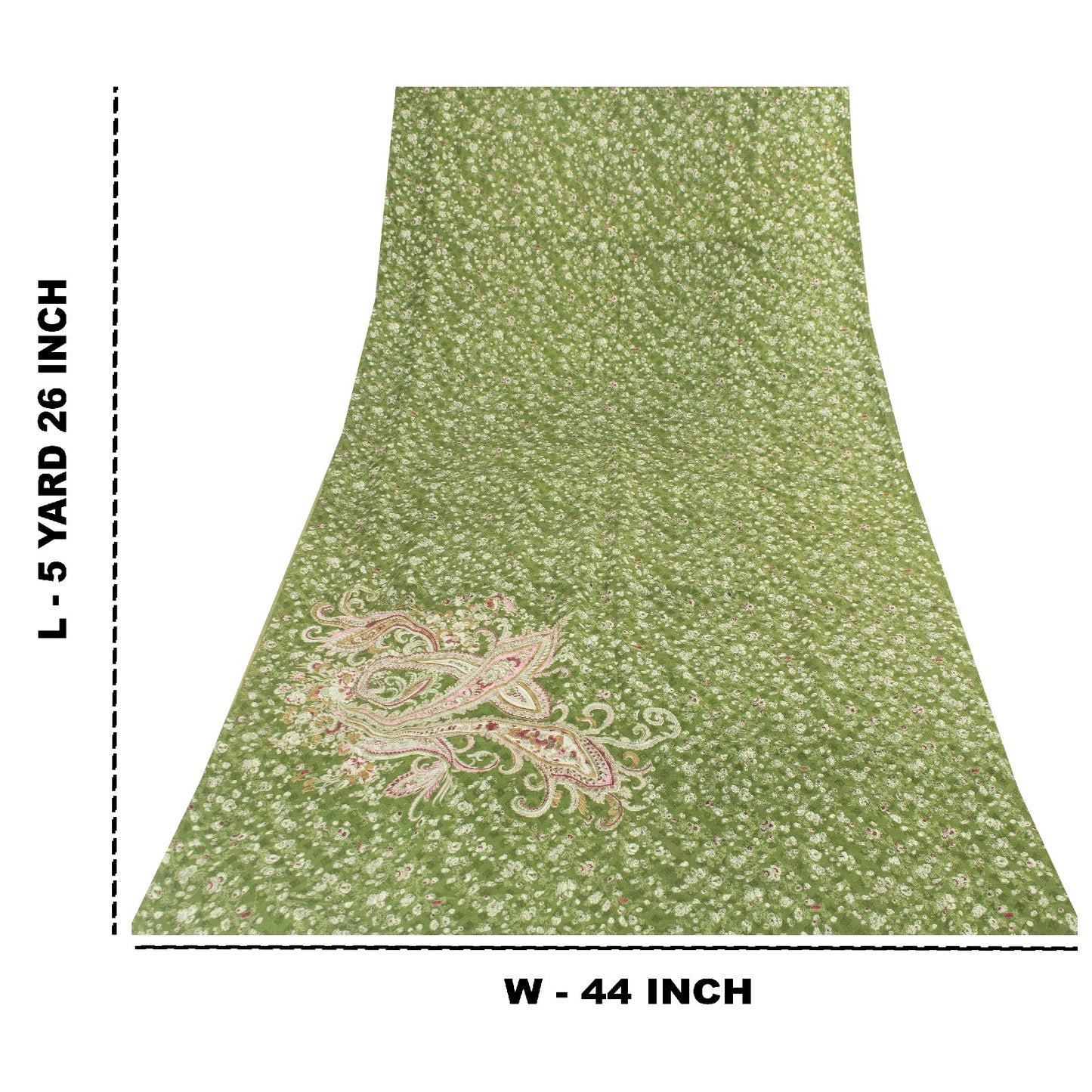 Sanskriti Vintage Sarees Green Pure Silk Floral Printed 5+YD Sari
