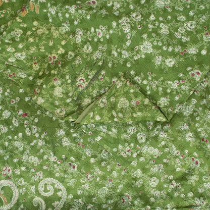 Sanskriti Vintage Sarees Green Pure Silk Floral Printed 5+YD Sari