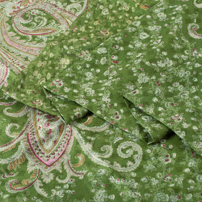 Sanskriti Vintage Sarees Green Pure Silk Floral Printed 5+YD Sari