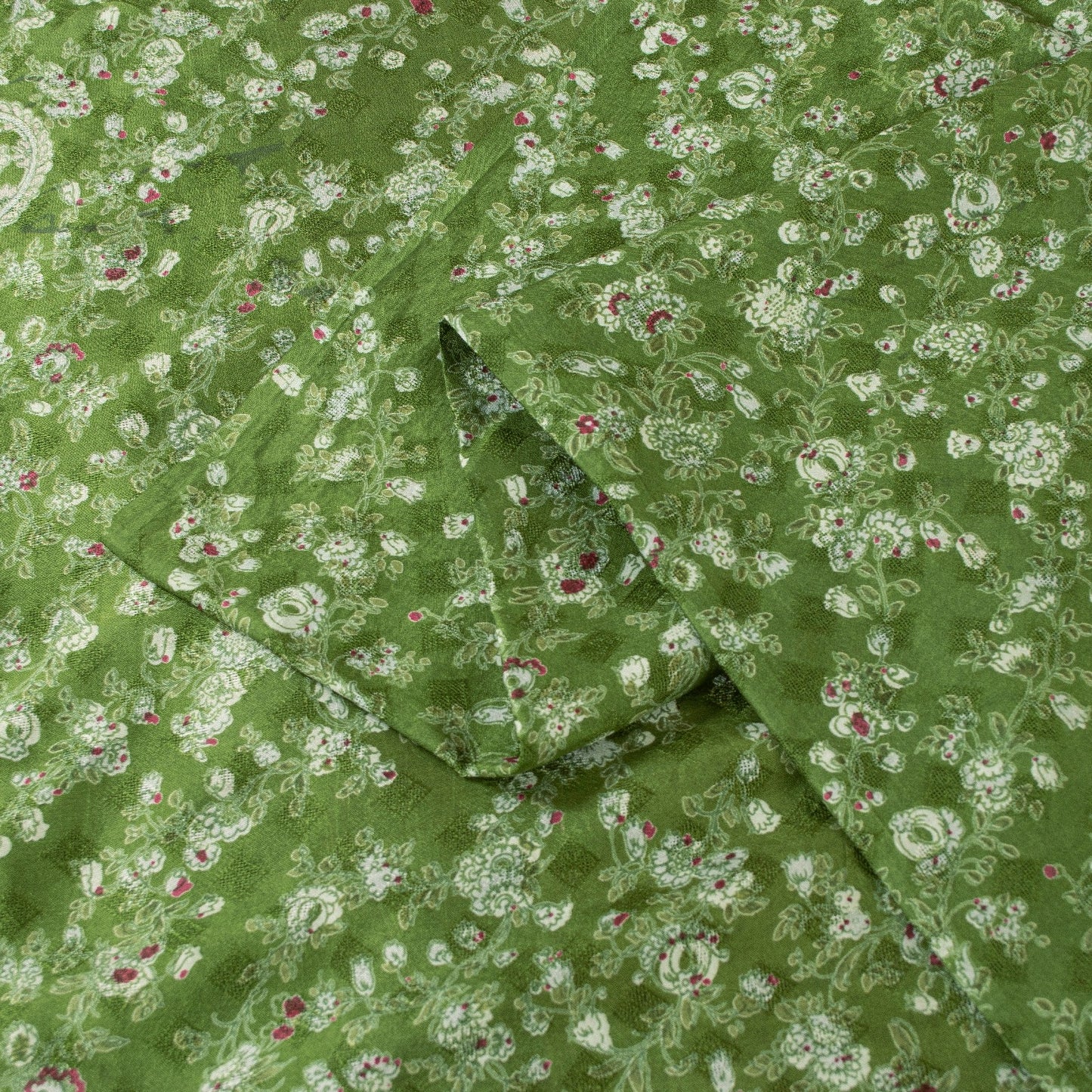 Sanskriti Vintage Sarees Green Pure Silk Floral Printed 5+YD Sari