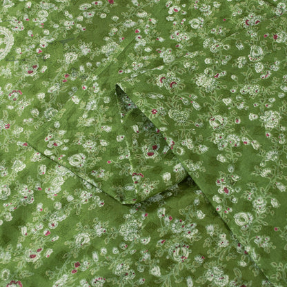 Sanskriti Vintage Sarees Green Pure Silk Floral Printed 5+YD Sari