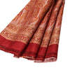 Sanskriti Vintage Sarees Red Pure Silk Paisley Print 5+YD Eco-Friendly Fabric
