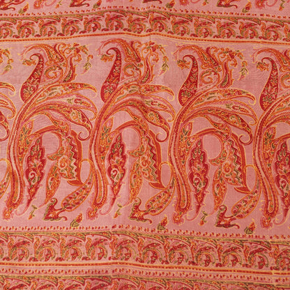 Sanskriti Vintage Sarees Red Pure Silk Paisley Print 5+YD Eco-Friendly Fabric