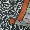 Sanskriti Vintage Sarees Ivory & Black Pure Silk Stem Print 5+YD Sari Bohemian
