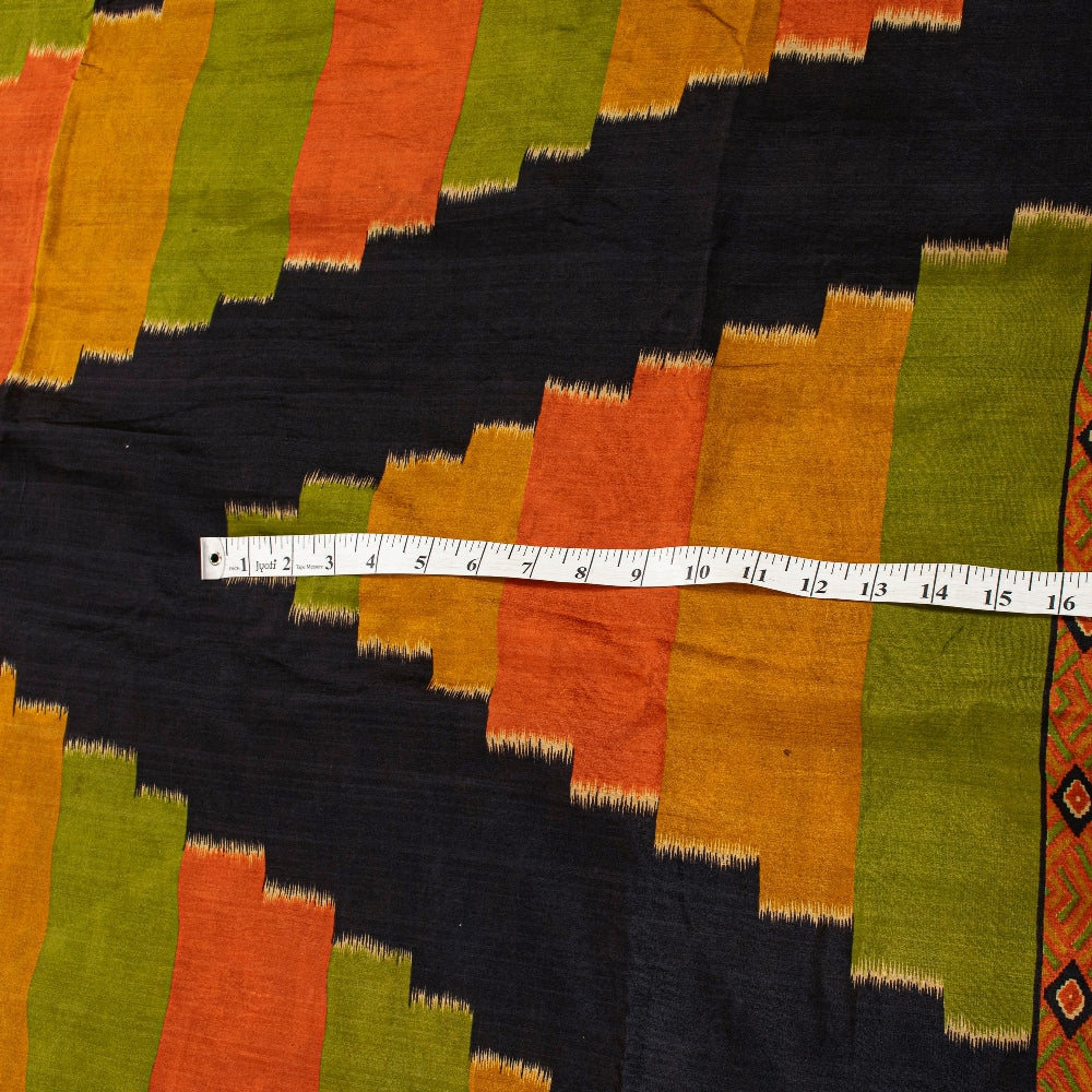 Sanskriti Vintage Craft Supply Patola IkatPrint Black Pure Silk Sarees 5+YD Sari