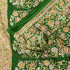 Sanskriti Vintage Sarees Green Pure Silk Floral Print 6+YD Sari QuiltingMaterial