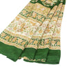 Sanskriti Vintage Sarees Green Pure Silk Floral Print 6+YD Sari QuiltingMaterial