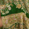 Sanskriti Vintage Sarees Green Pure Silk Floral Print 6+YD Sari QuiltingMaterial