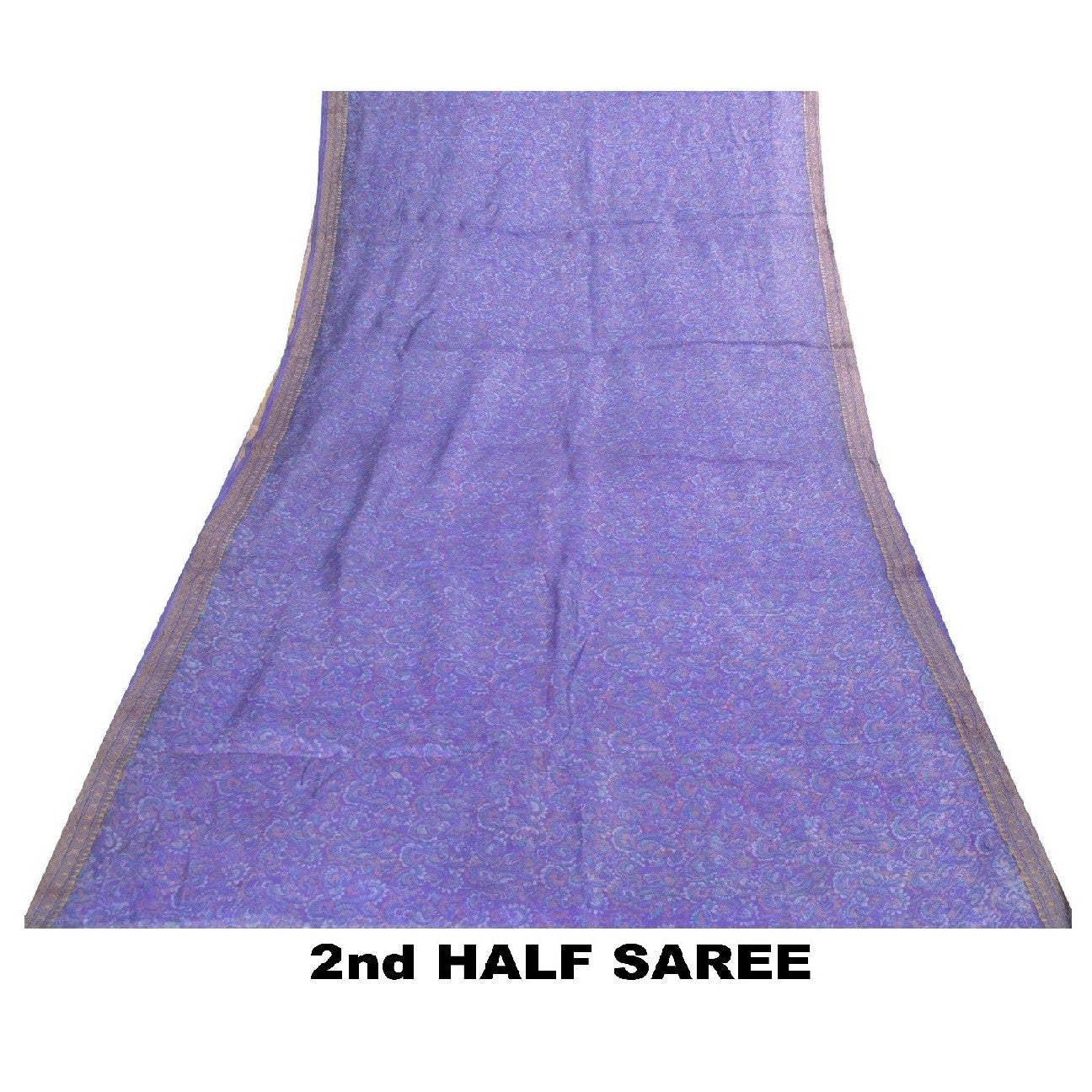 Sanskriti Vintage Sarees Purple Pure Silk Floral Print 5+YD Sari Remnant Fabric