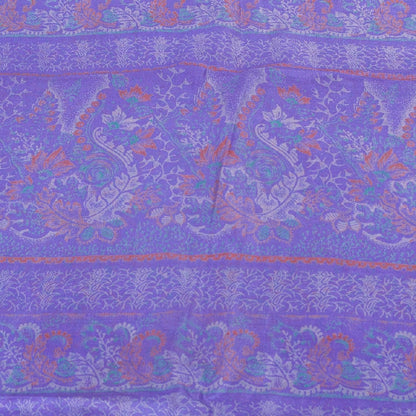 Sanskriti Vintage Sarees Purple Pure Silk Floral Print 5+YD Sari Remnant Fabric