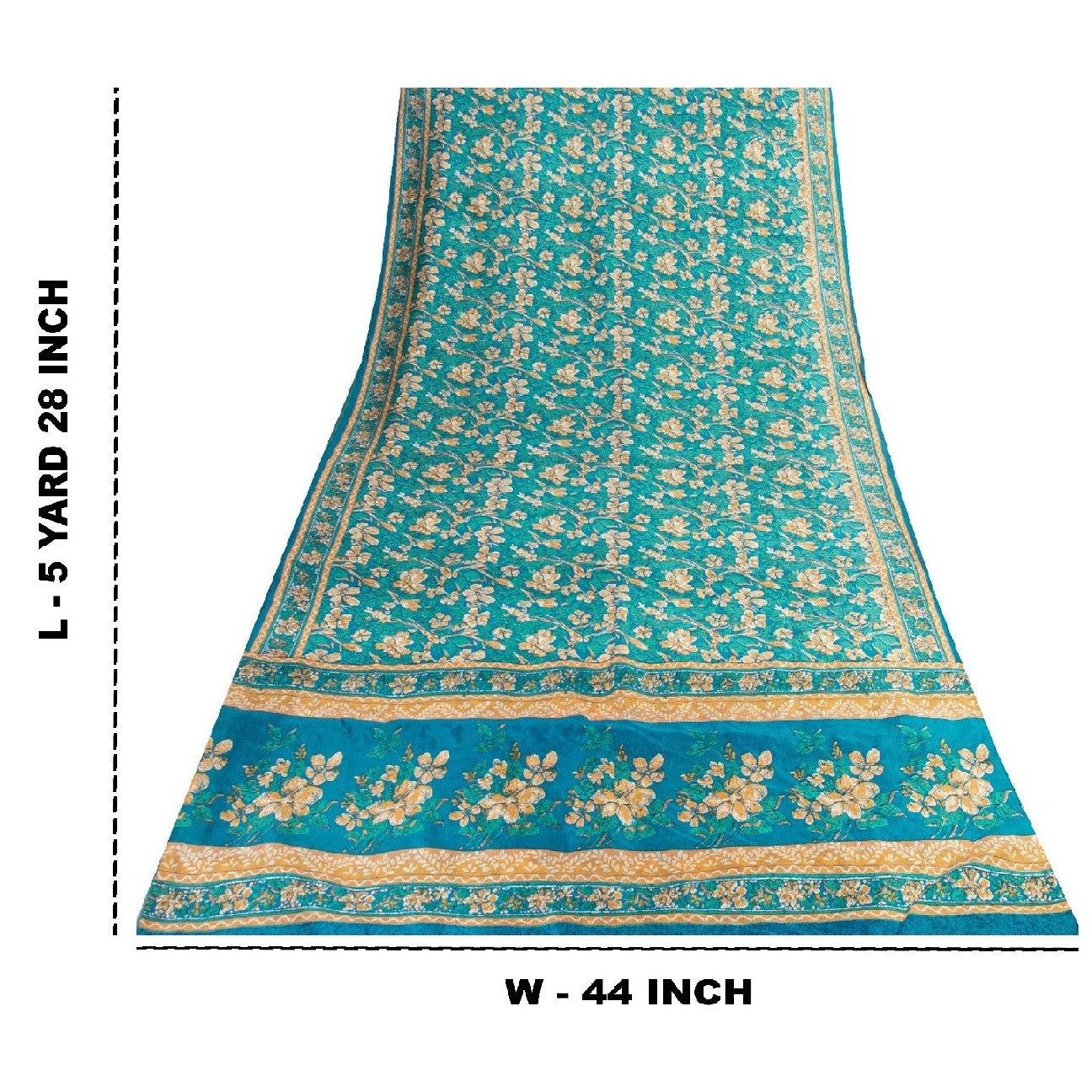 Sanskriti Vintage Sarees Blue 100%Pure Silk Floral Print 5+YD Eco-Friendly Sari