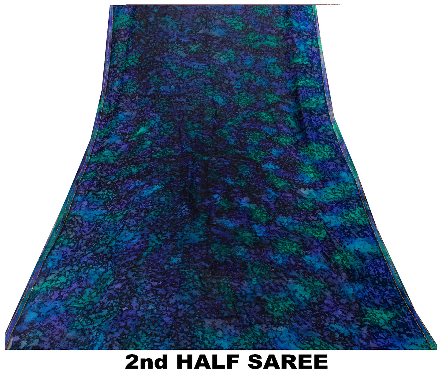 Sanskriti Vintage Sari Blue Pure Chiffon Marble Effect DigitalPrint Saree 5.5 YD