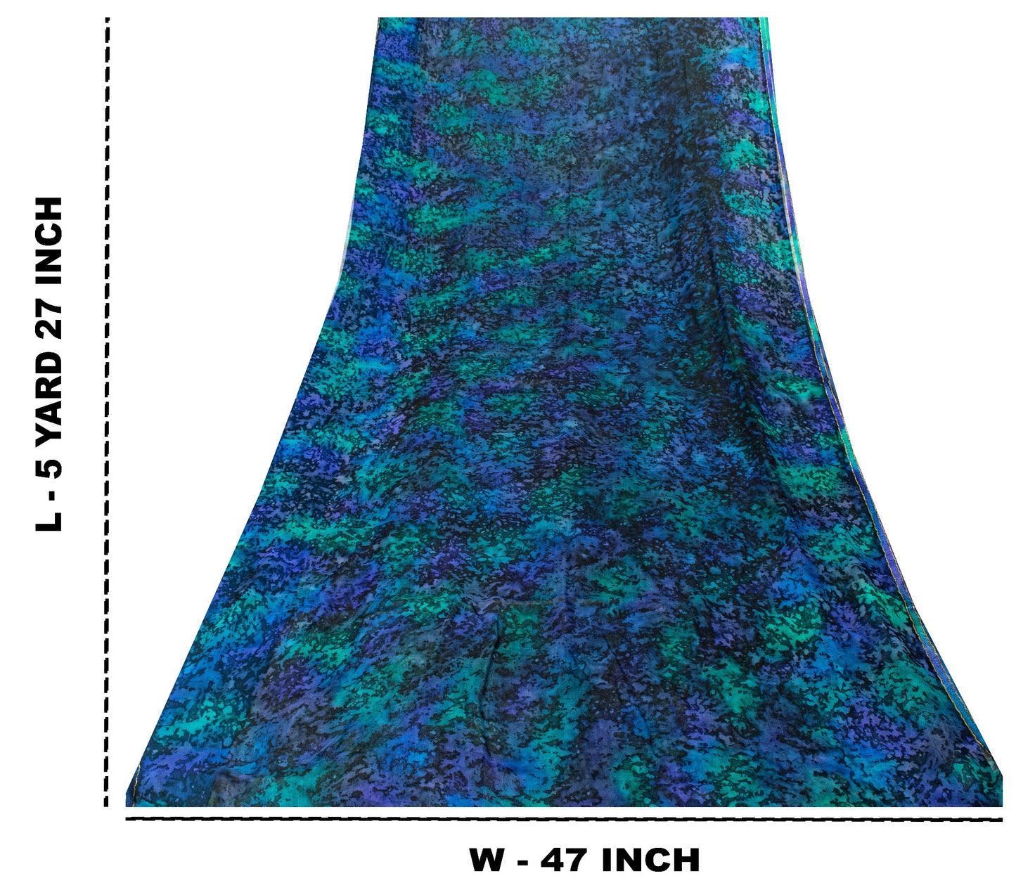 Sanskriti Vintage Sari Blue Pure Chiffon Marble Effect DigitalPrint Saree 5.5 YD