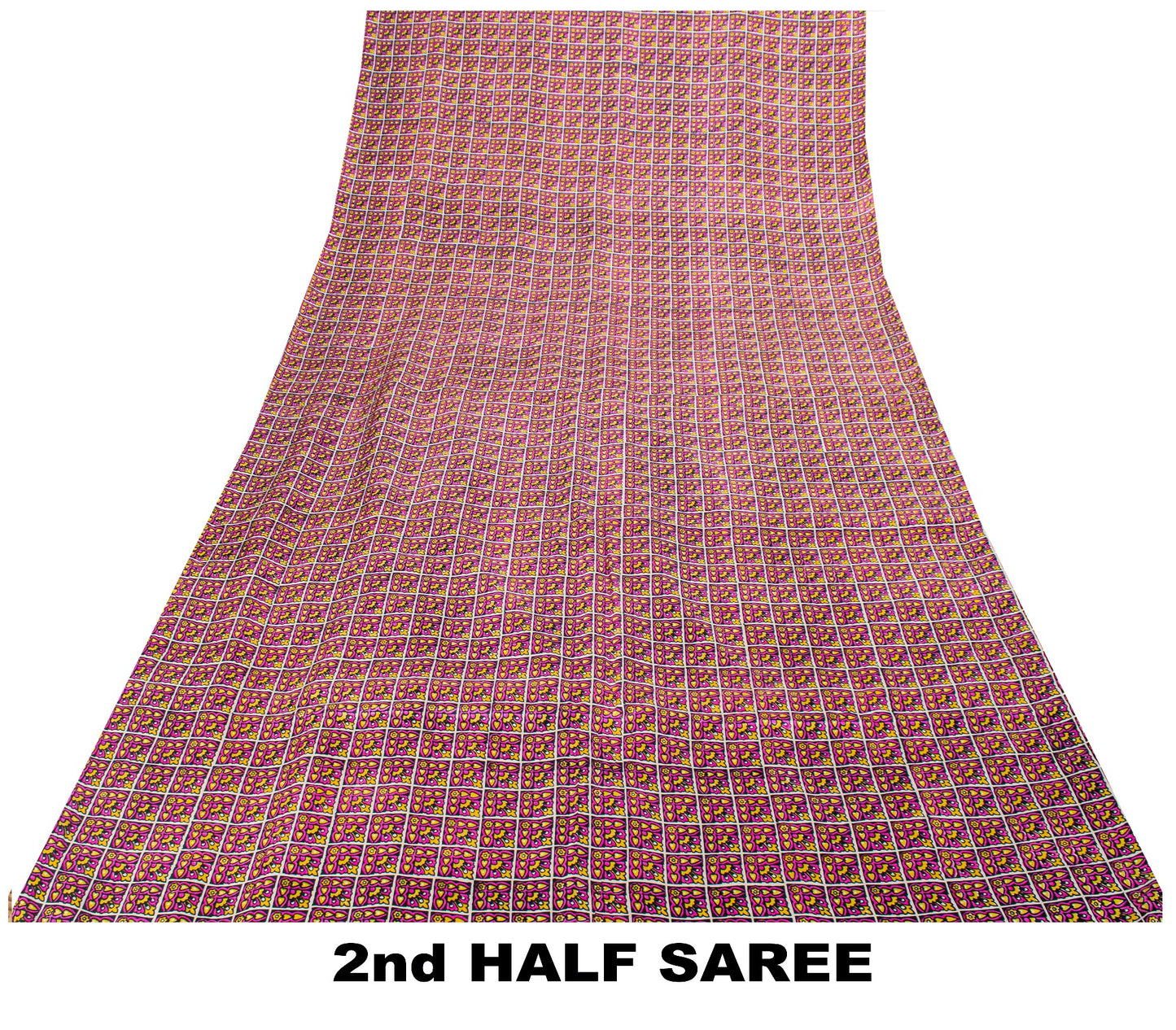 Sanskriti Vintage Purple Pure Silk Sari Floral Screen Print Floral Saree 5.5Yard