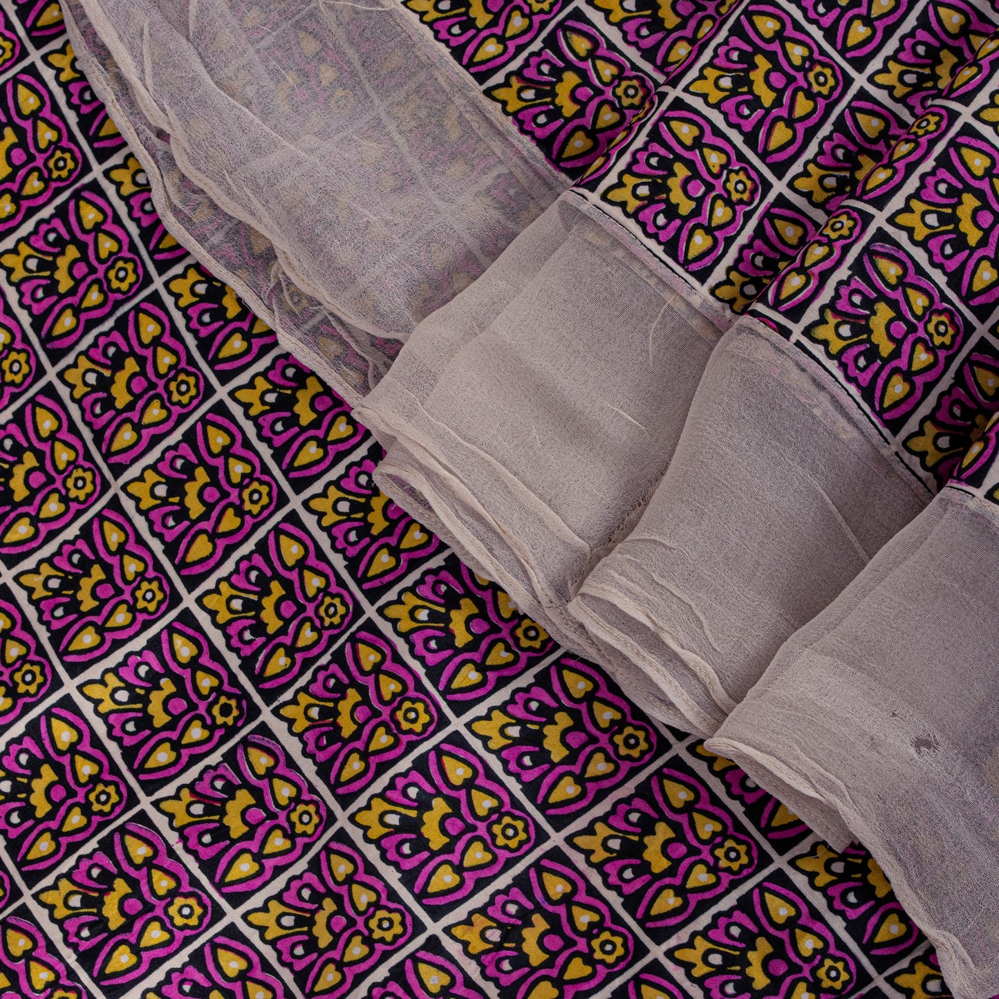 Sanskriti Vintage Purple Pure Silk Sari Floral Screen Print Floral Saree 5.5Yard