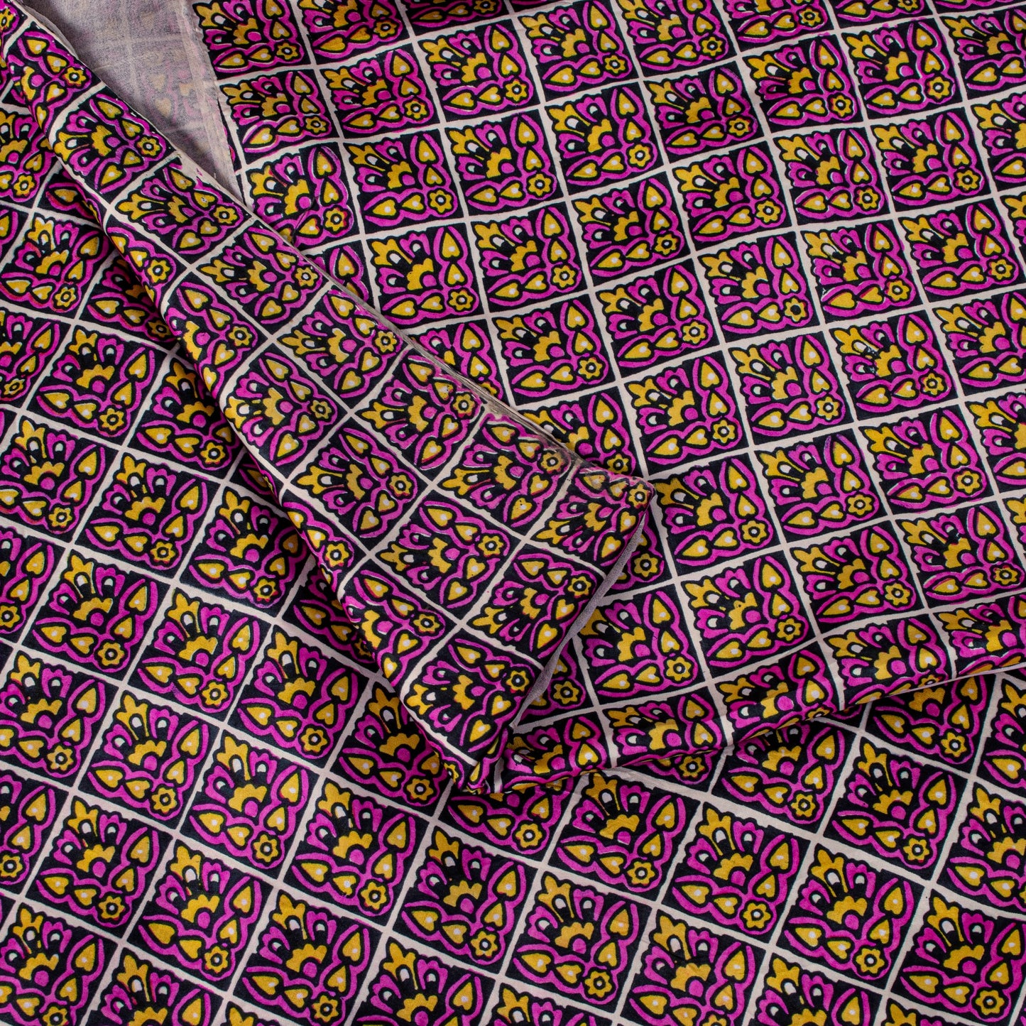 Sanskriti Vintage Purple Pure Silk Sari Floral Screen Print Floral Saree 5.5Yard