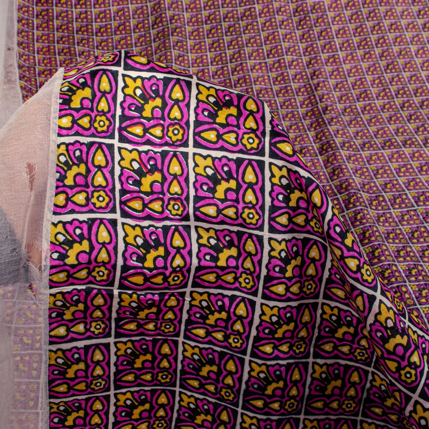 Sanskriti Vintage Purple Pure Silk Sari Floral Screen Print Floral Saree 5.5Yard