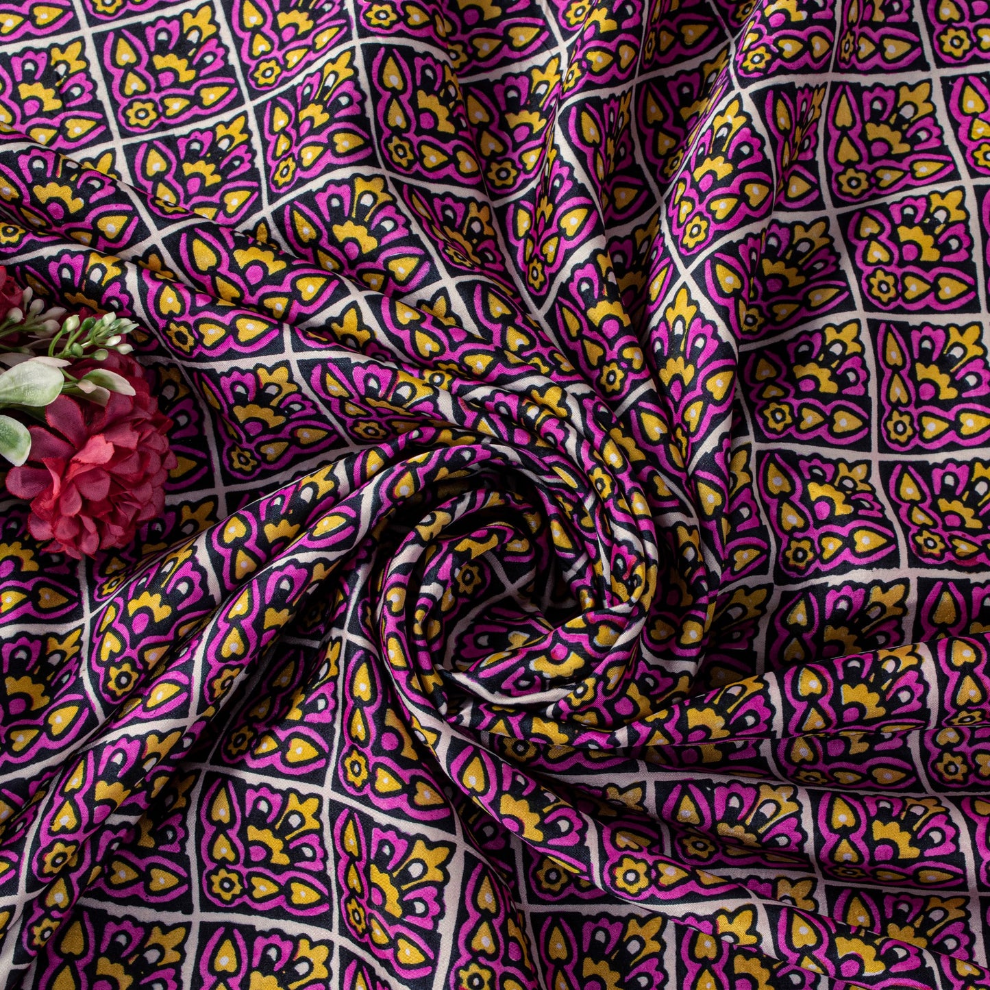 Sanskriti Vintage Purple Pure Silk Sari Floral Screen Print Floral Saree 5.5Yard