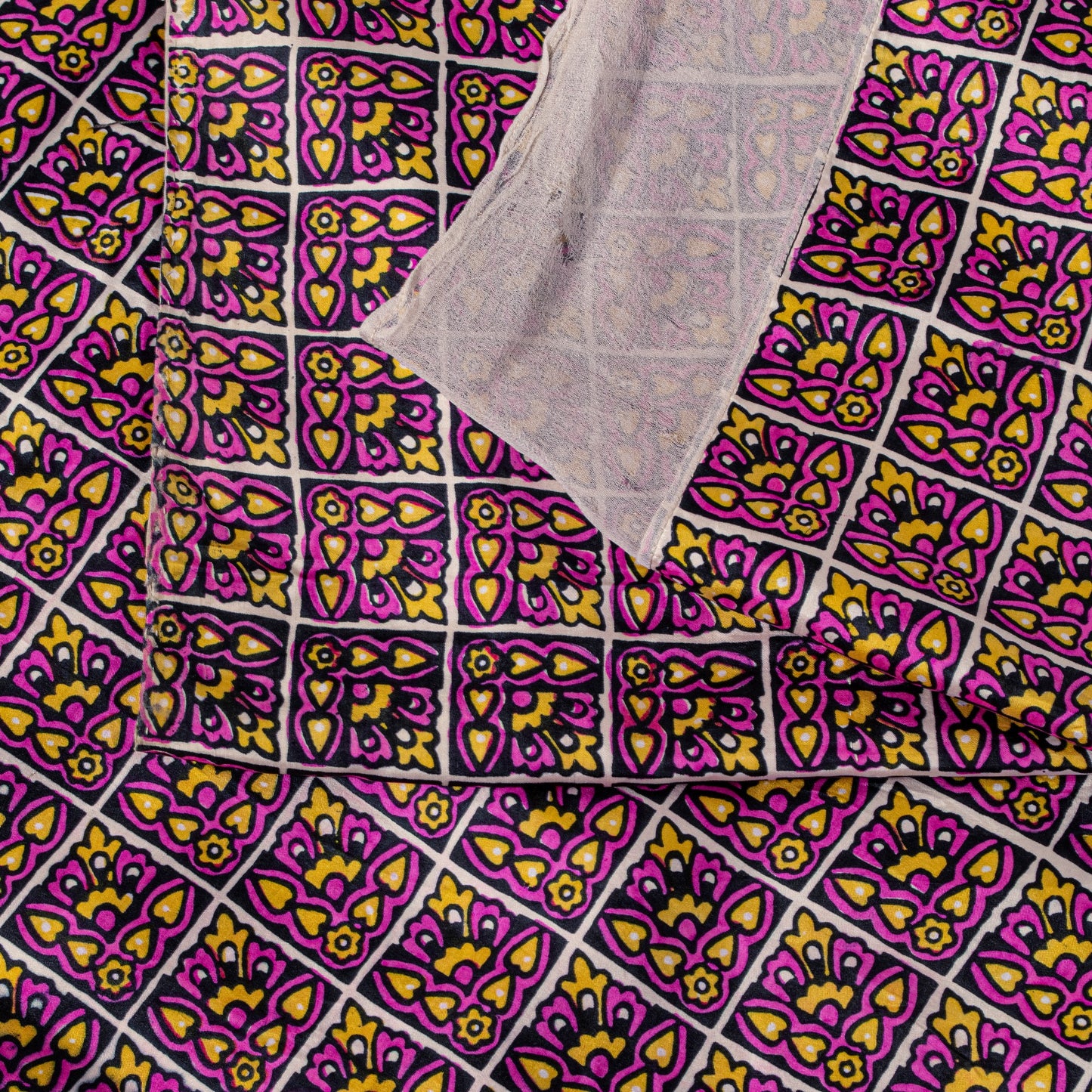 Sanskriti Vintage Purple Pure Silk Sari Floral Screen Print Floral Saree 5.5Yard