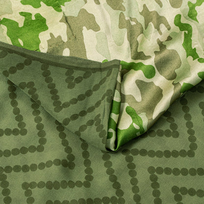 Sanskriti Vintage Olive Green Pure Silk Sari Abstract Print Saree 5.5 YD Craft