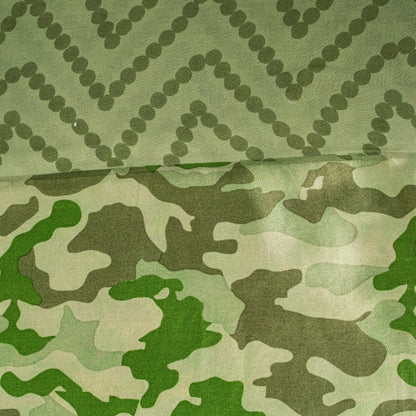 Sanskriti Vintage Olive Green Pure Silk Sari Abstract Print Saree 5.5 YD Craft