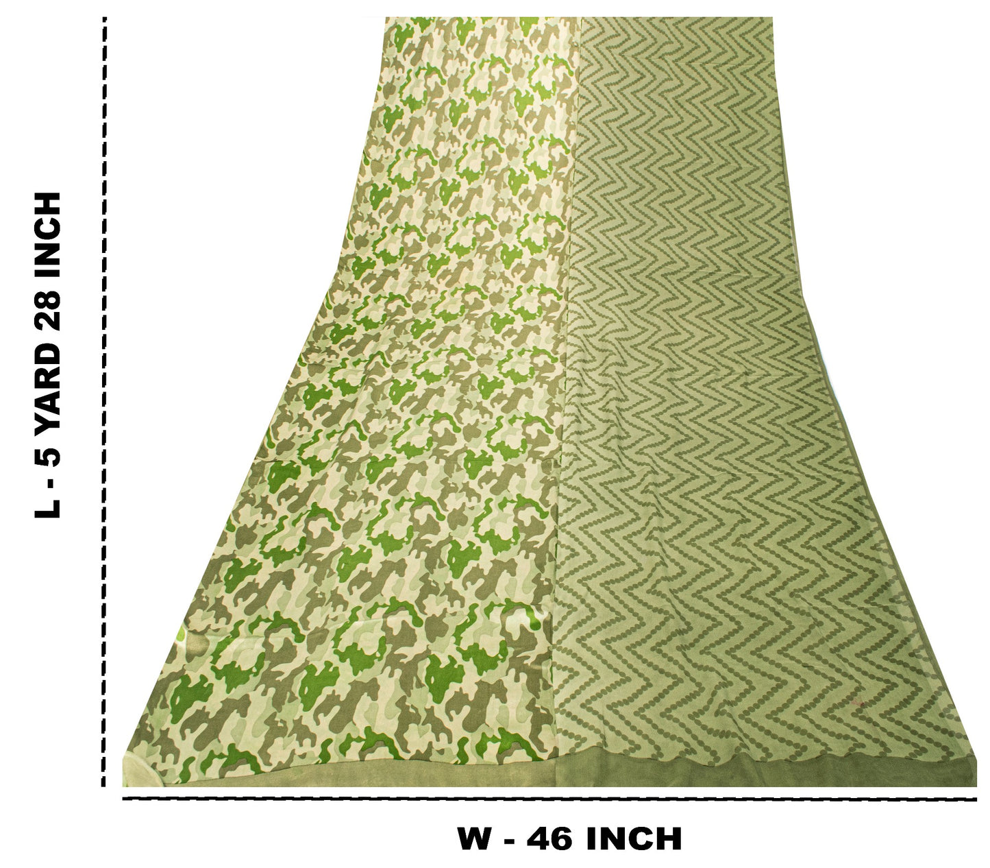 Sanskriti Vintage Olive Green Pure Silk Sari Abstract Print Saree 5.5 YD Craft