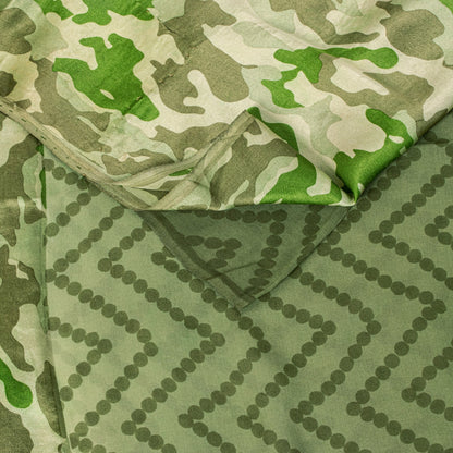 Sanskriti Vintage Olive Green Pure Silk Sari Abstract Print Saree 5.5 YD Craft