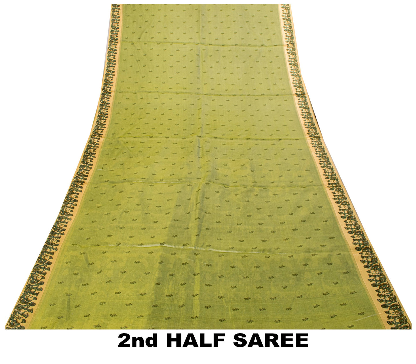 Sanskriti Vintage Sari Green Soft Pure Silk Kalamakari Digital Print Saree 5.5Yd