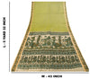 Sanskriti Vintage Sari Green Soft Pure Silk Kalamakari Digital Print Saree 5.5Yd