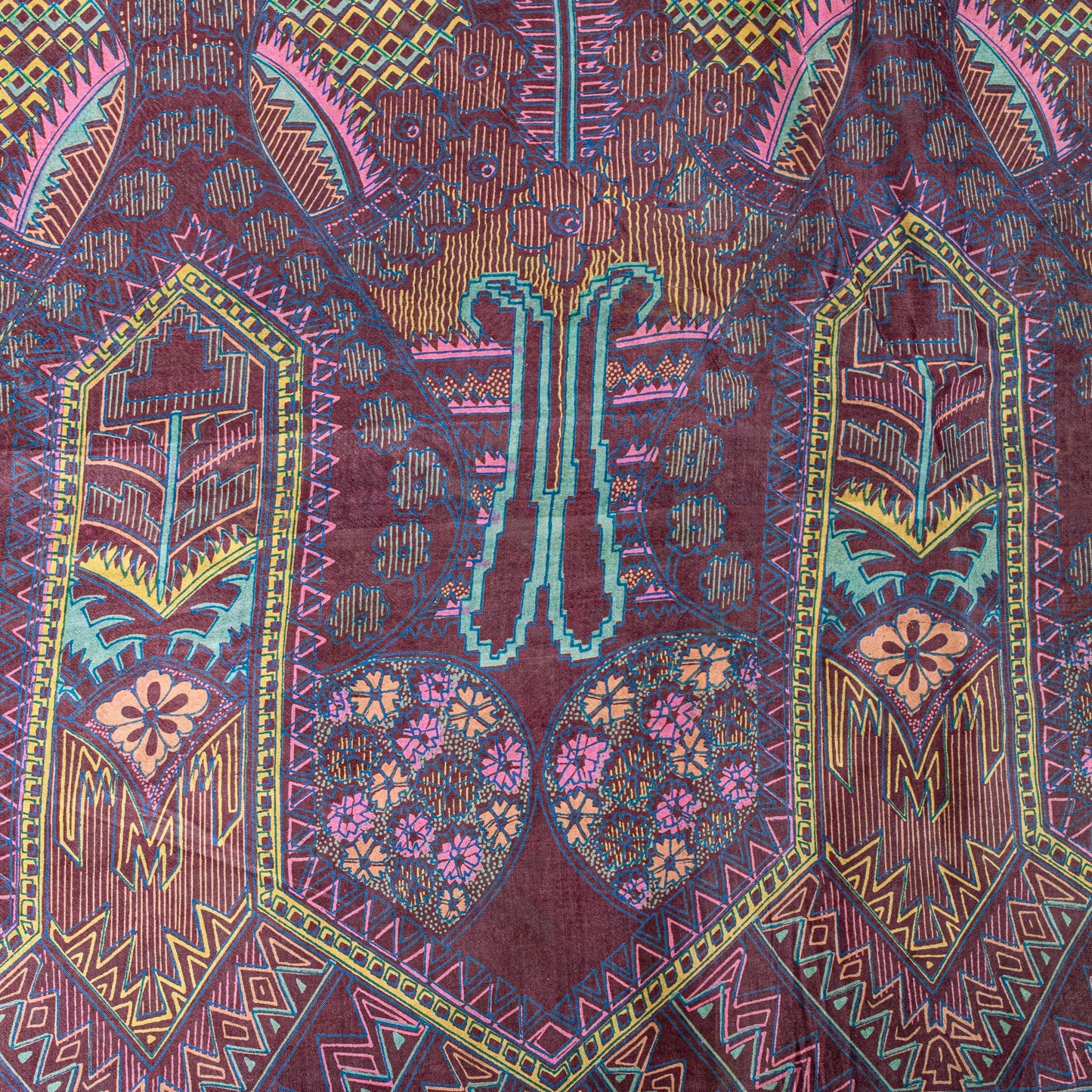 Sanskriti Vintage Purple Soft Pure Silk Sari Paisley Geometric Print Saree 5.5Yd