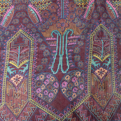 Sanskriti Vintage Purple Soft Pure Silk Sari Paisley Geometric Print Saree 5.5Yd